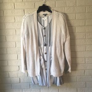 Cream Crochet Knit Bohemian Cardigan